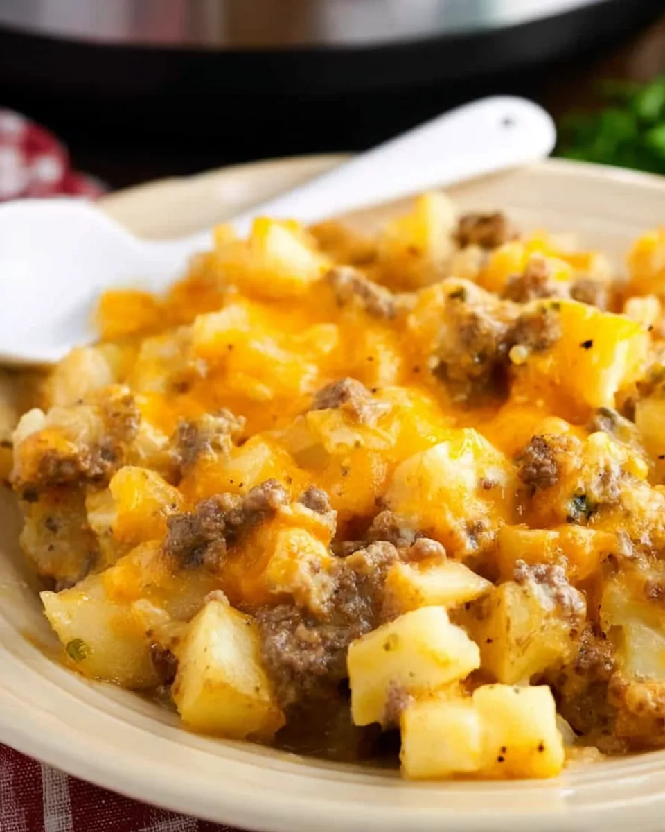 Easy Healthy Slow Cooker Sausage Potato Bake Recipe