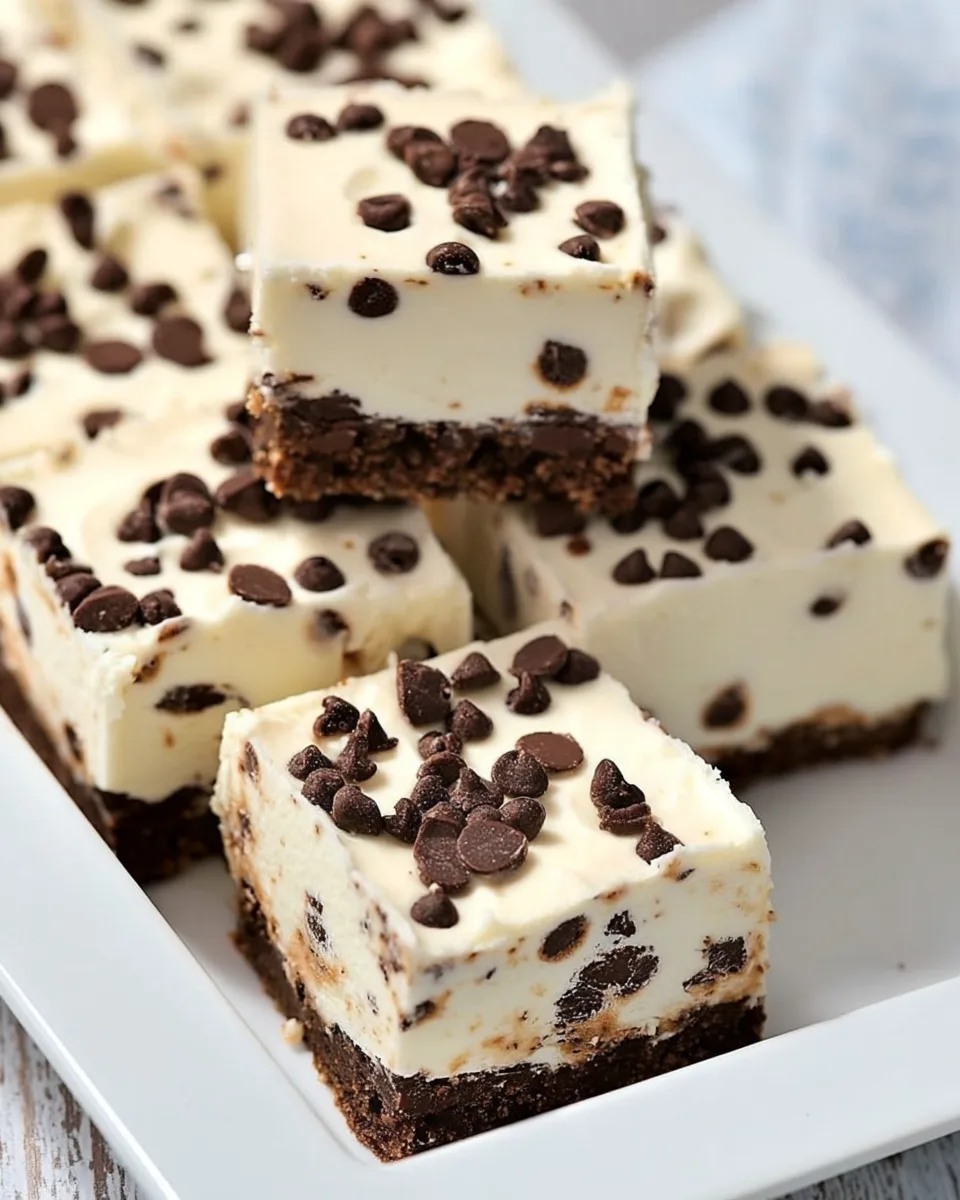 Easy No-Bake Choc Chip Cheesecake Bars Recipe!