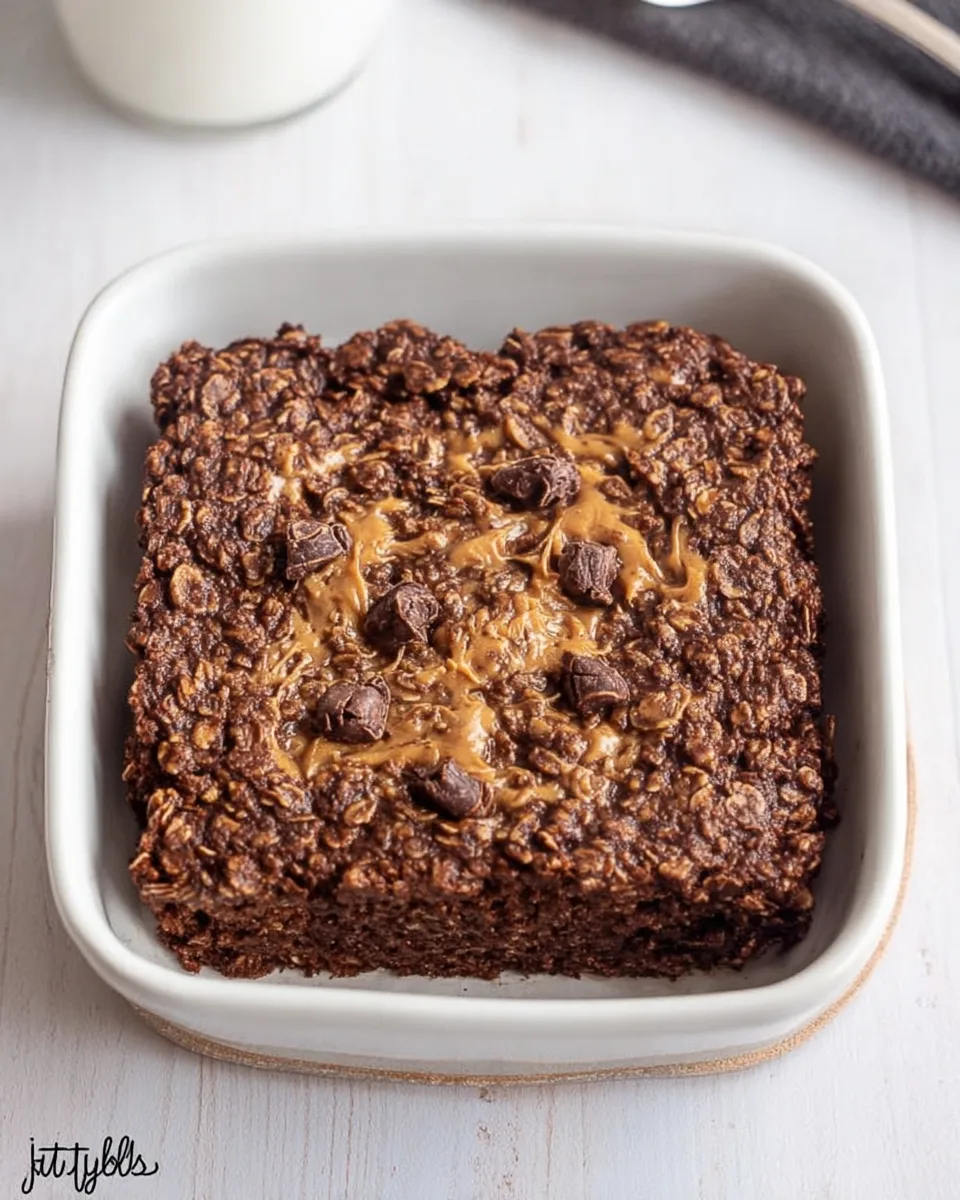 Healthy Chocolate Peanut Butter Baked Oats Recipe