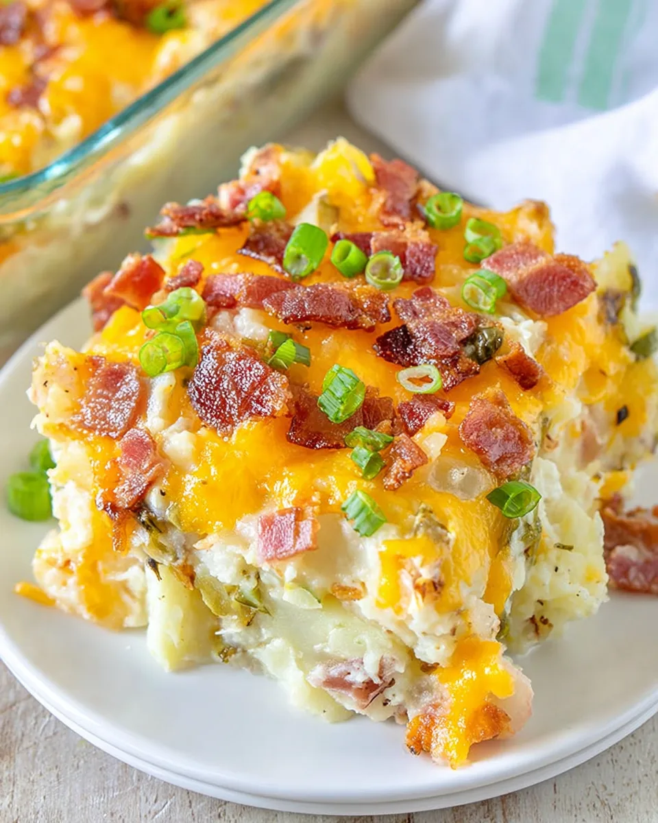 Homemade Easy Cheesy Twice Baked Potato Casserole.