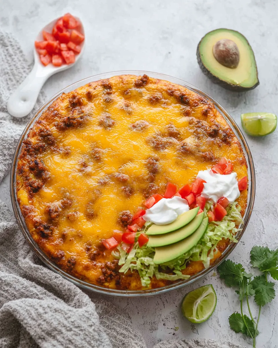 Keto Taco Fiesta Pie: Easy Low Carb Dinner Recipe!