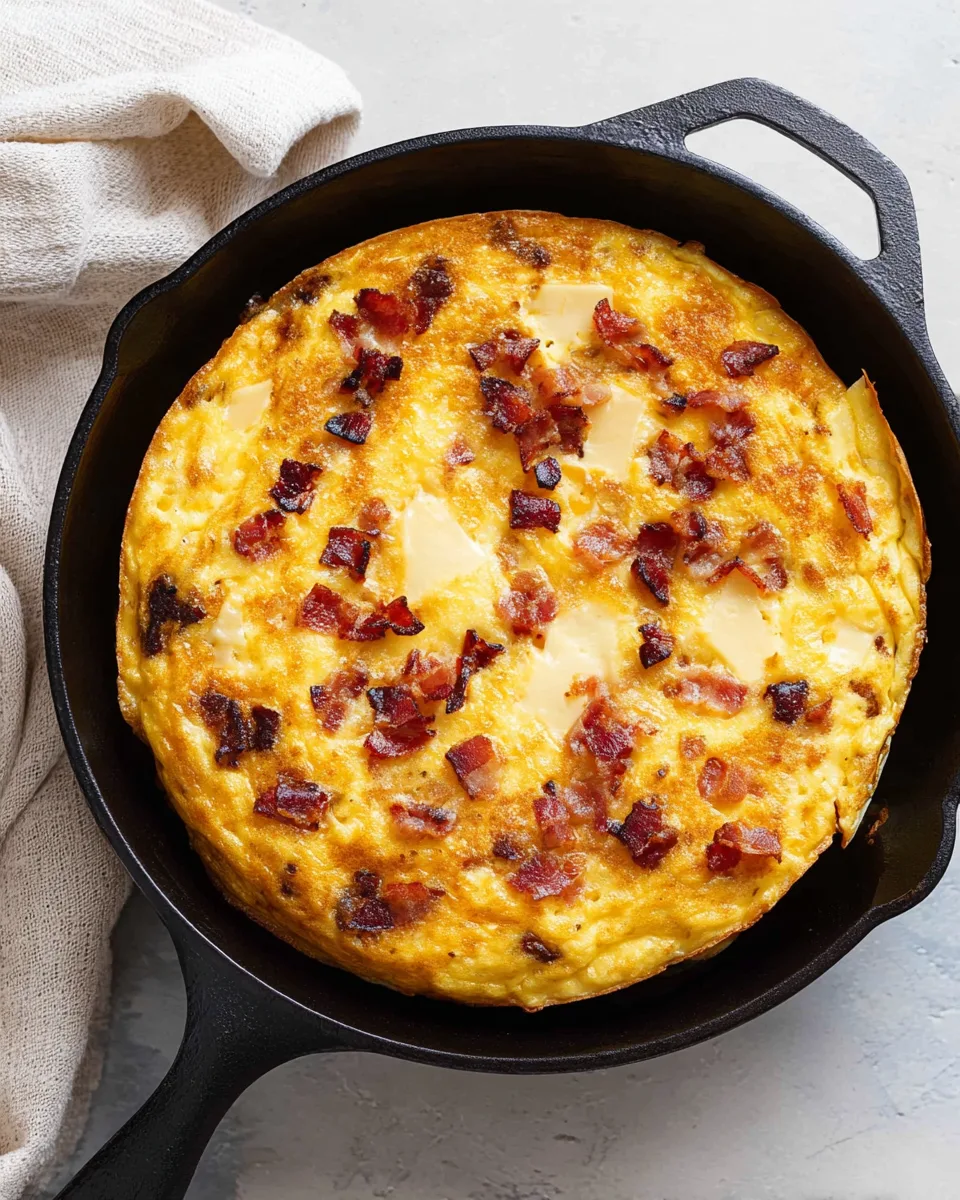 Simple & Delicious Keto Frittata with Bacon and Brie