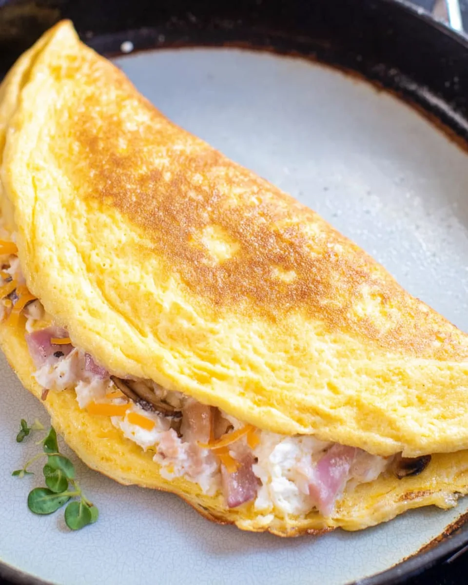 The Easy Cheesy Ham & Cottage Cheese Omelet!