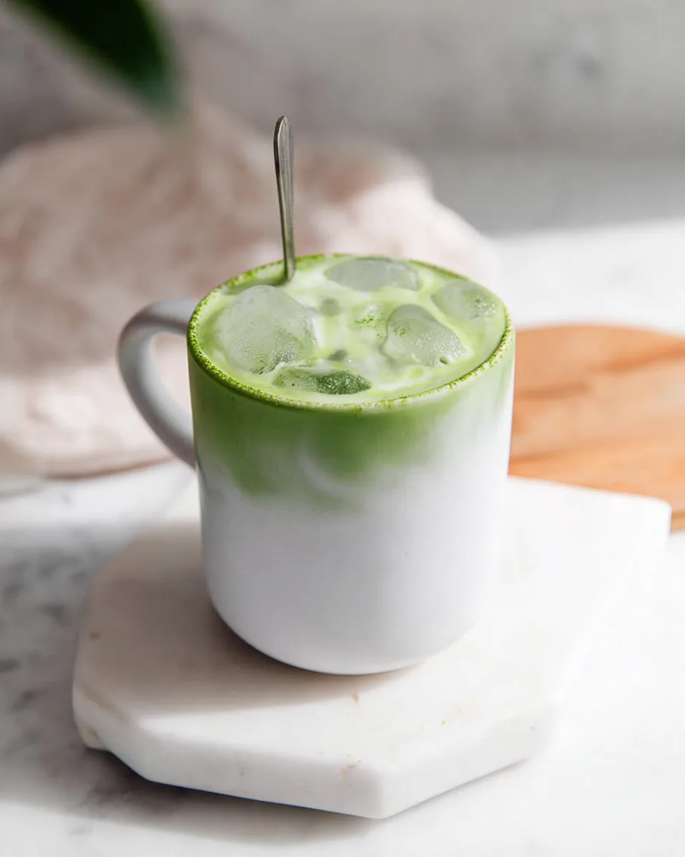 Delicious Refreshing Iced Vanilla Matcha Cooler!