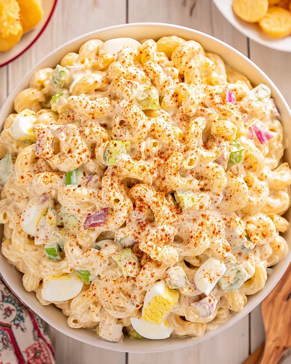 Easy Creamy Deviled Egg Macaroni Salad Recipe!