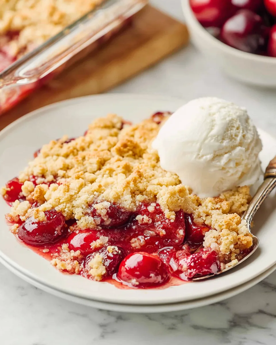 Easy Simple Cherry Crumble Cobbler Dessert Recipe