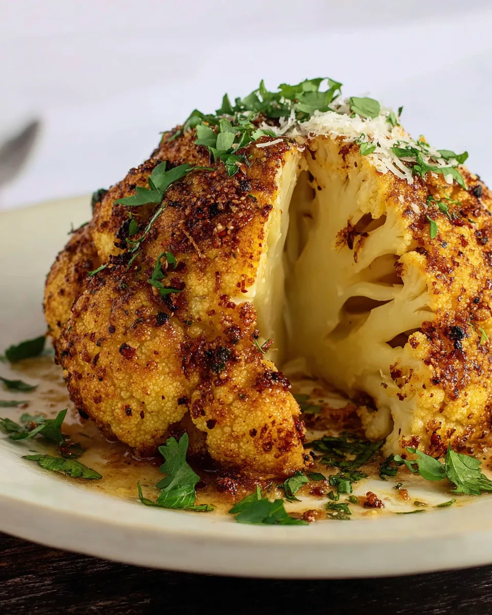 Healthy Garlic Parmesan Roasted Cauliflower Recipe