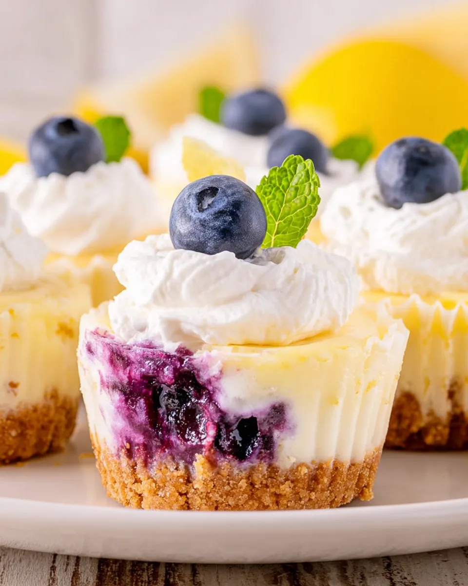 Homemade Lemon Blueberry Mini Cheesecakes Dessert!