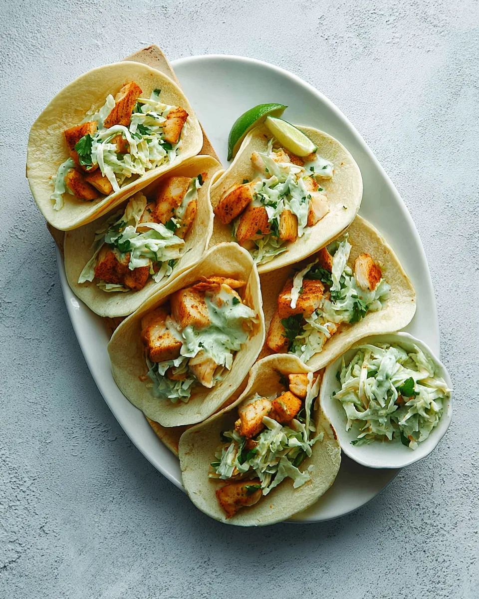 Quick Air Fryer Fish Tacos with Creamy Slaw!