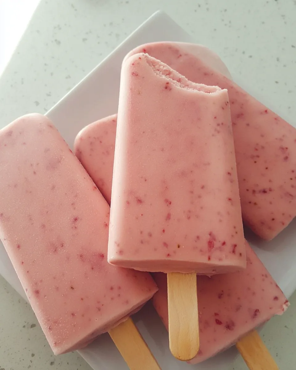 Easy Summery Keto Strawberry Yogurt Ice Pops Recipe