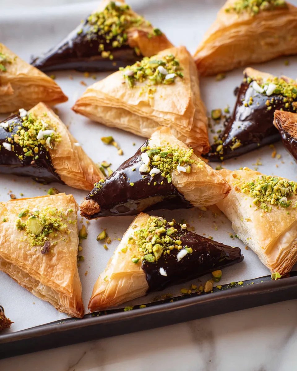 Golden Summer Pistachio Chocolate Triangles 😋