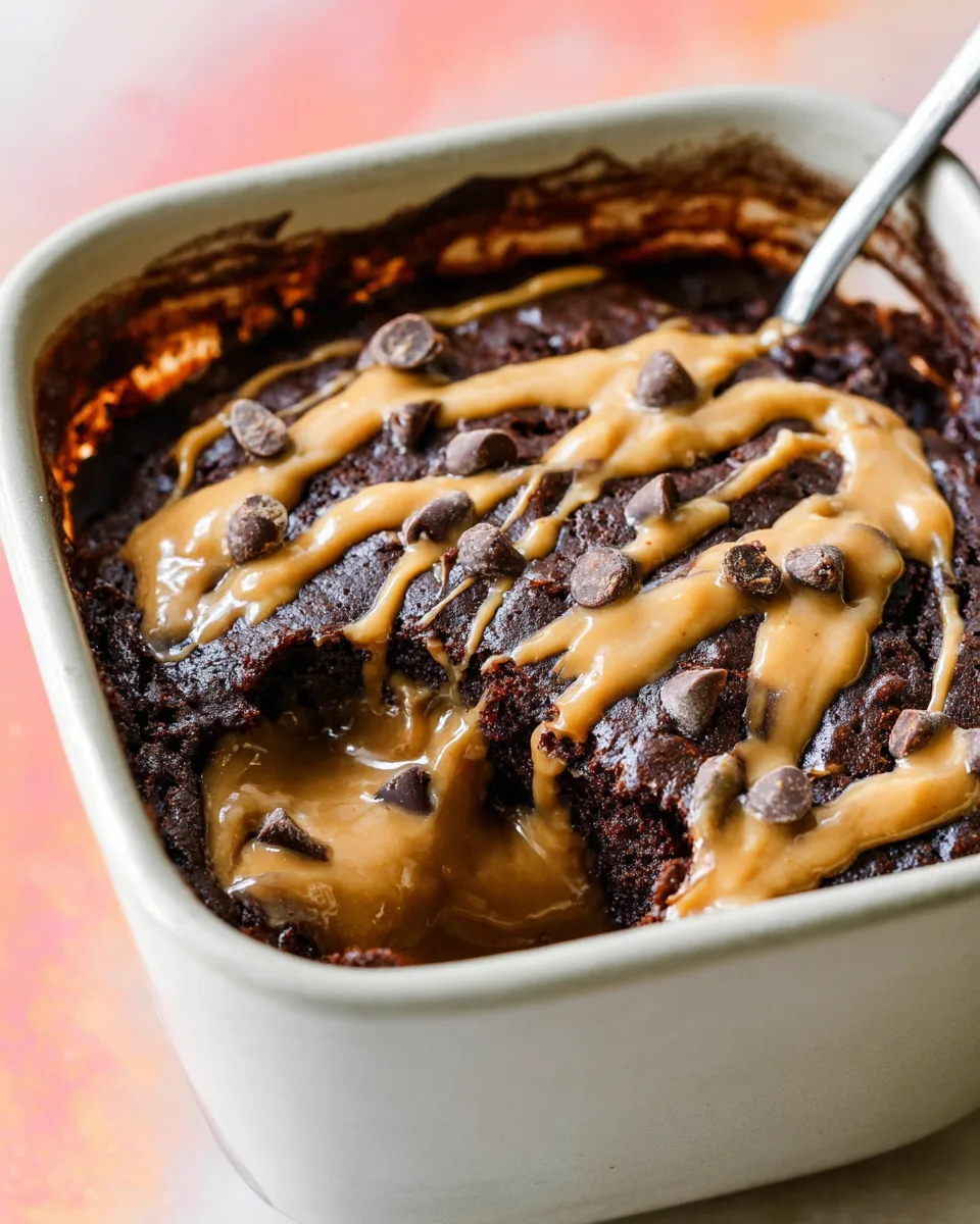 Summer Sunset Chocolate Peanut Butter Mug Cake Treat
