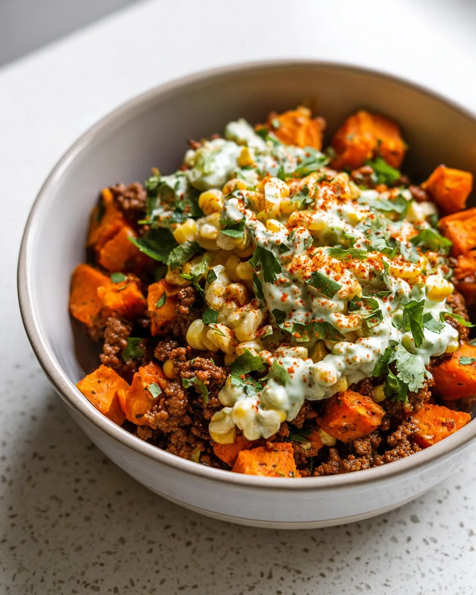 Very Tasty Summer Fiesta Street Corn & Beef Bowls!