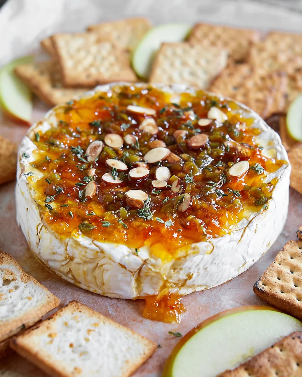 Warm Summer Brie with Sweet & Spicy Apricot Jam Recipe