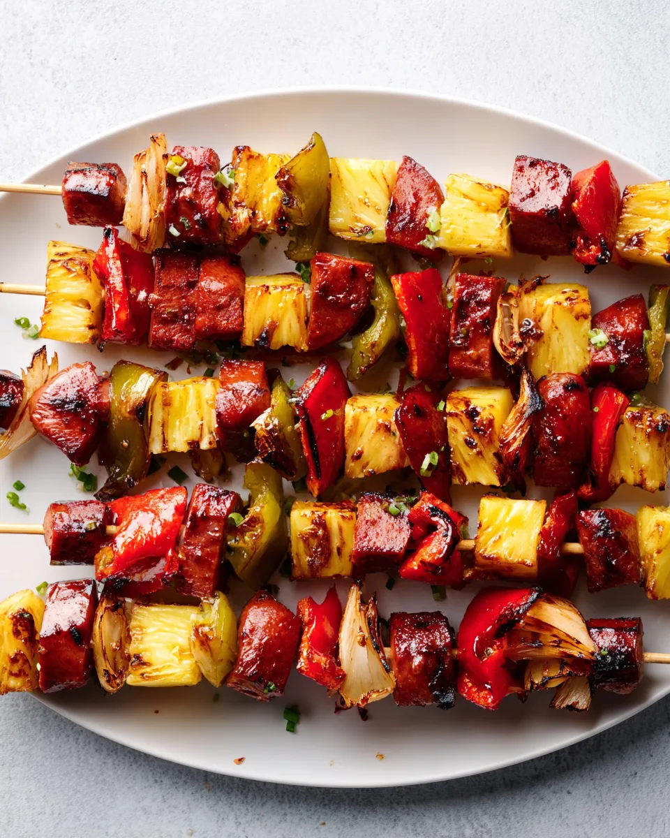 Easy Patriotic Hot Dog & Pineapple Skewers