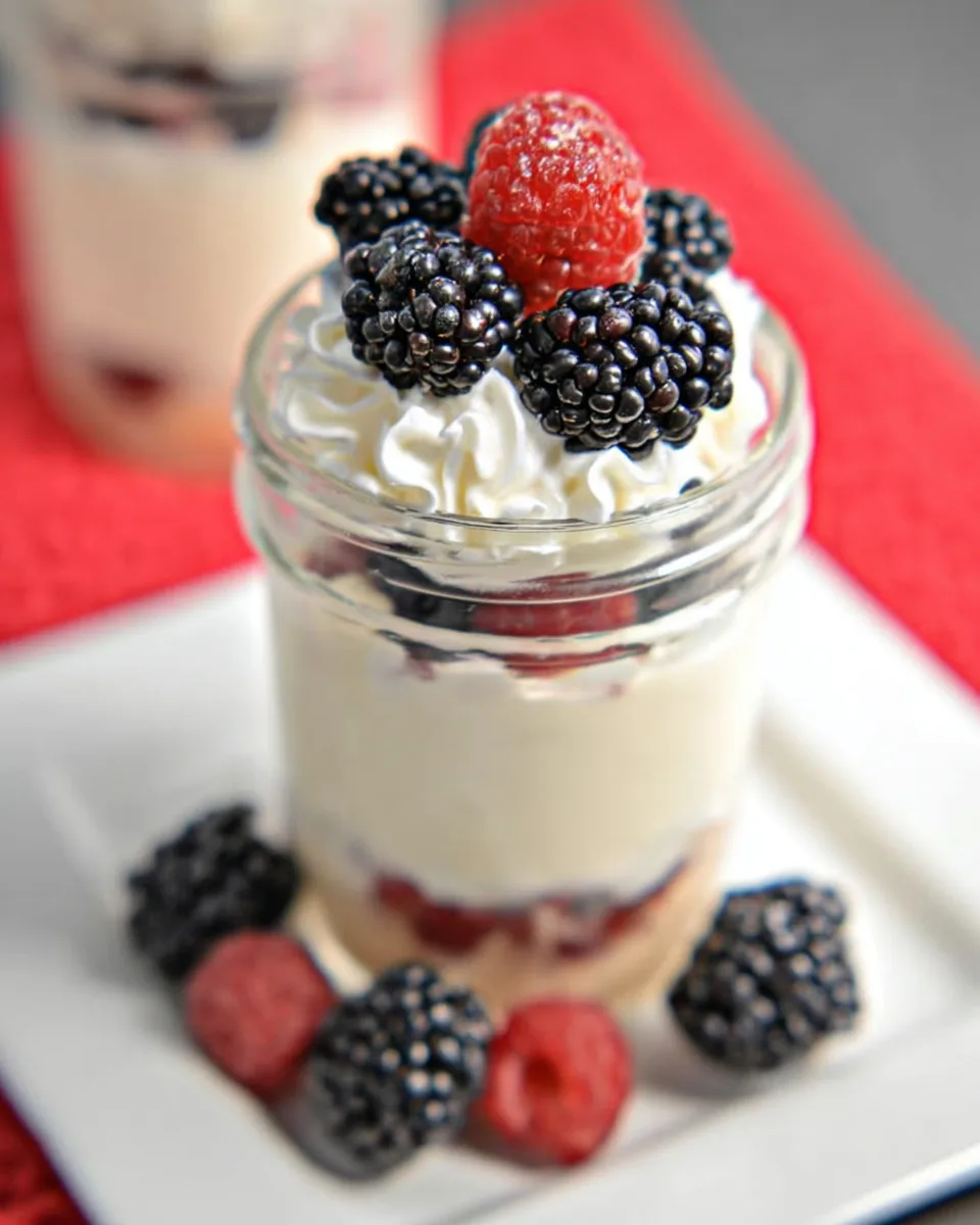 Patriotic Keto Berry Cheesecake Jars Recipe