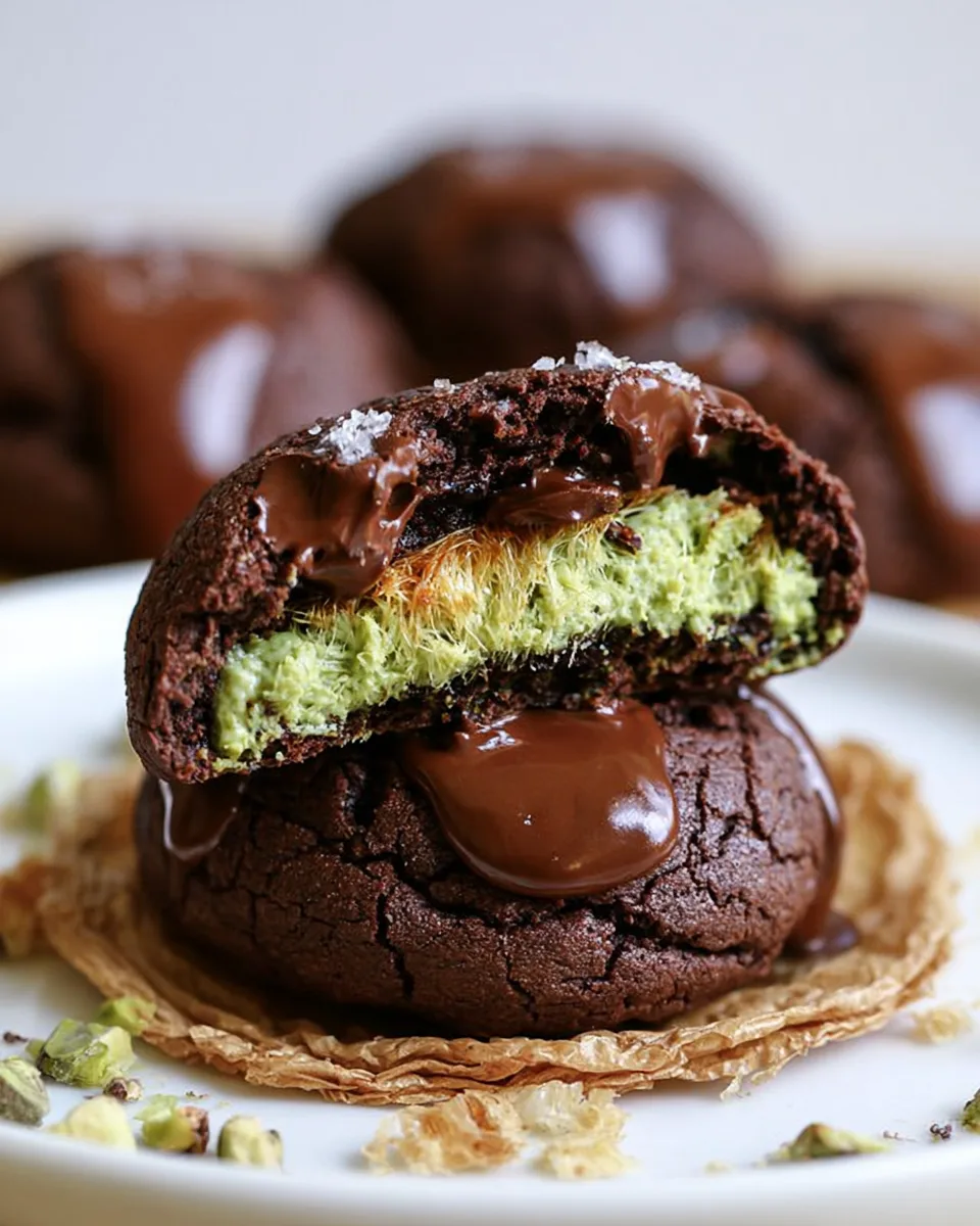 Chocolate Pistachio Kunafa Cookies Recipe