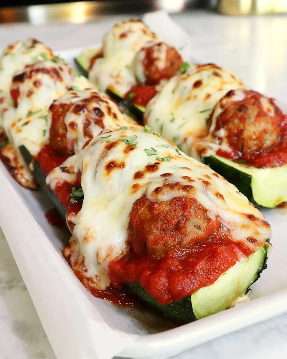 Easy Low-Carb Meatball Zucchini Boats