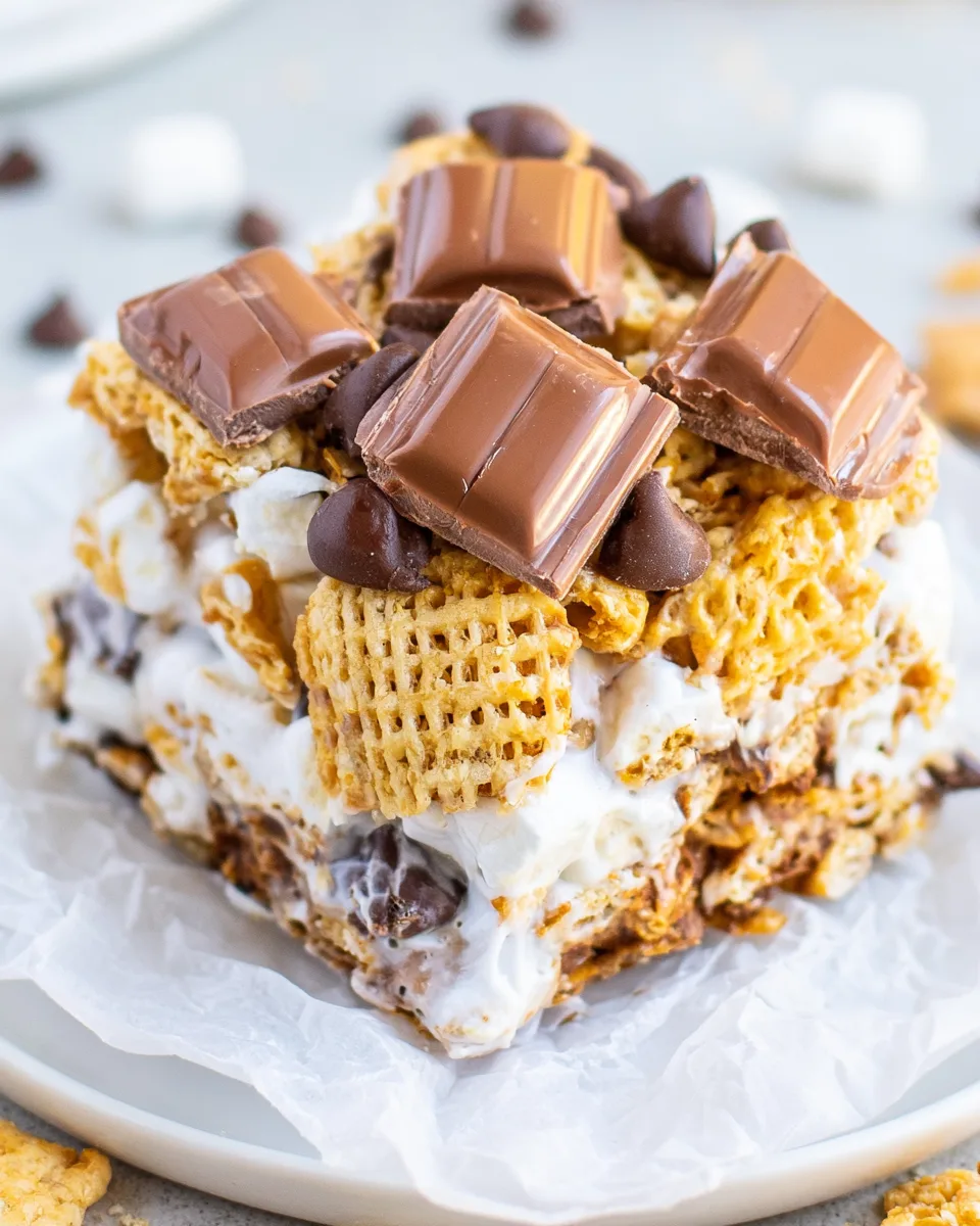 Easy No-Bake S'mores Krispie Bars!