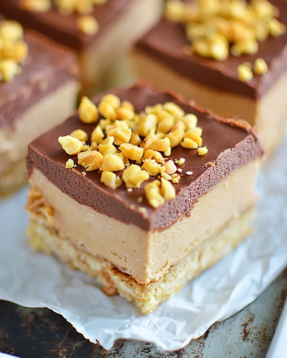Keto No-Bake Peanut Butter Cheesecake Bars