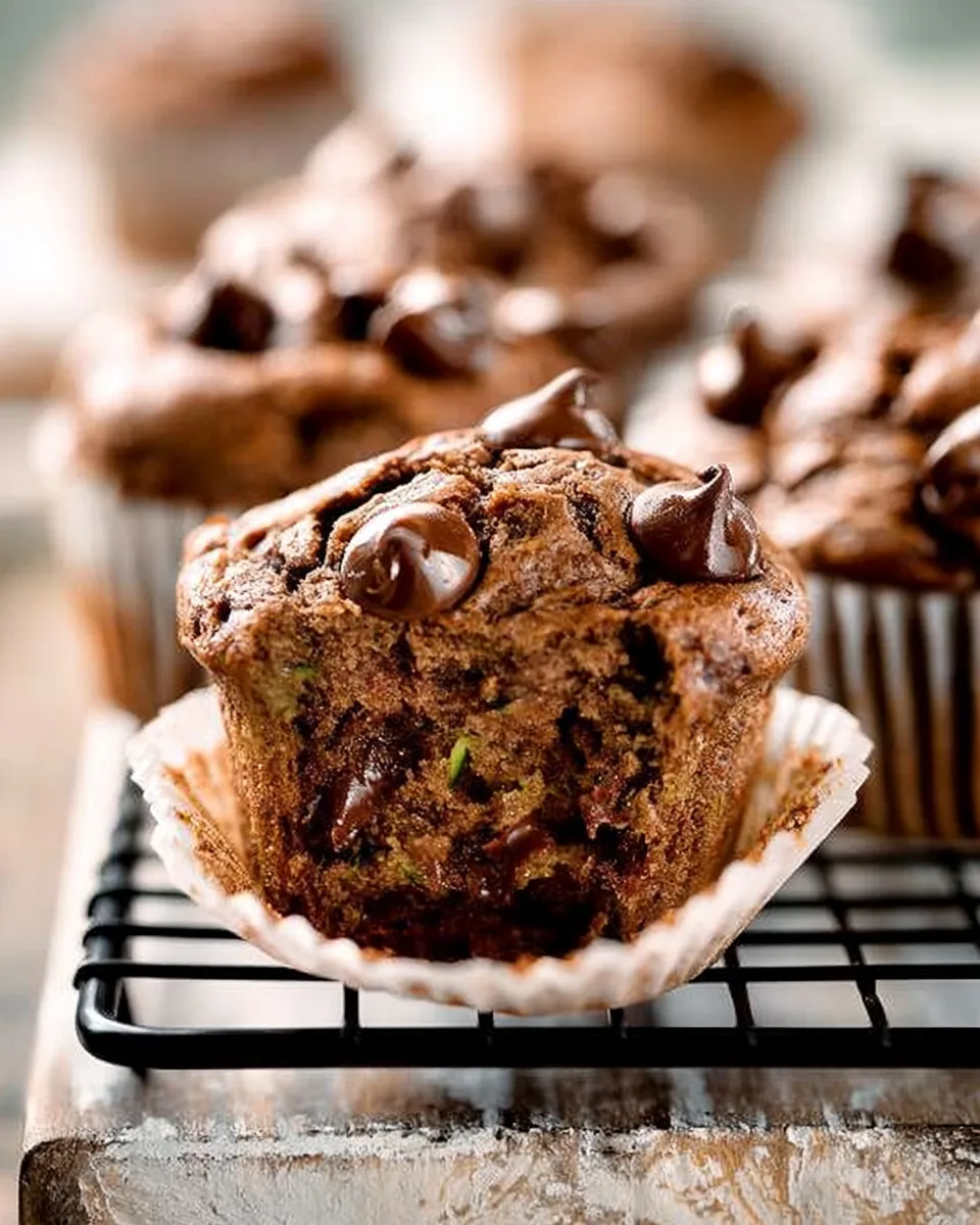 Moist Wholesome Chocolate Zucchini Muffins