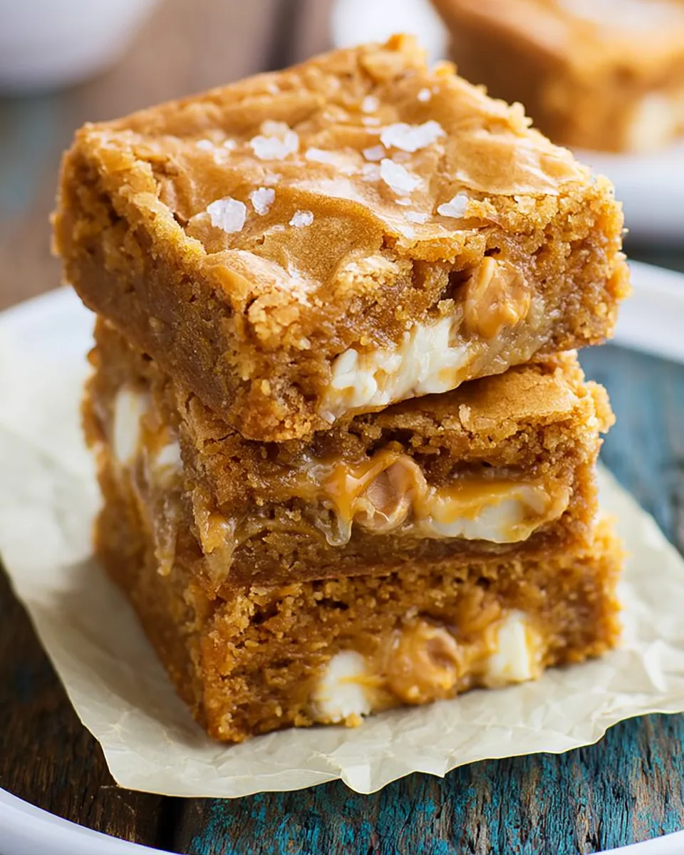 Thick Chewy White Choc Peanut Butter Blondies