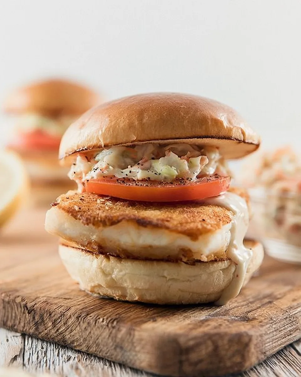 Labor Day Fish Burgers with Creamy Slaw