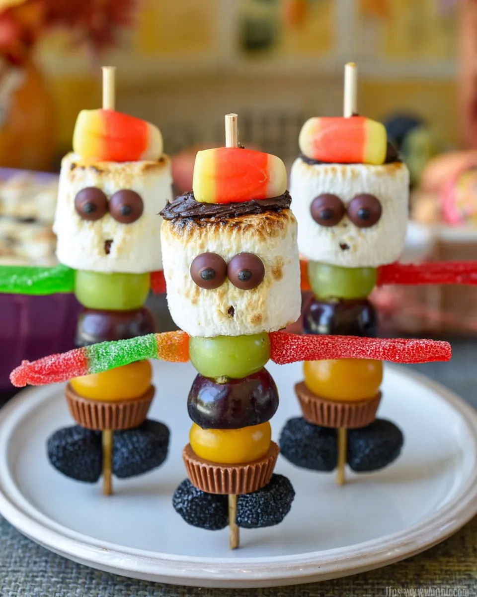 🎃 Creepy Stick-Men Marshmallow Candy Kabobs