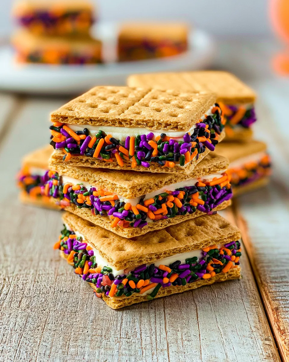 Easy Halloween Graham Cracker Frosting Sandwiches