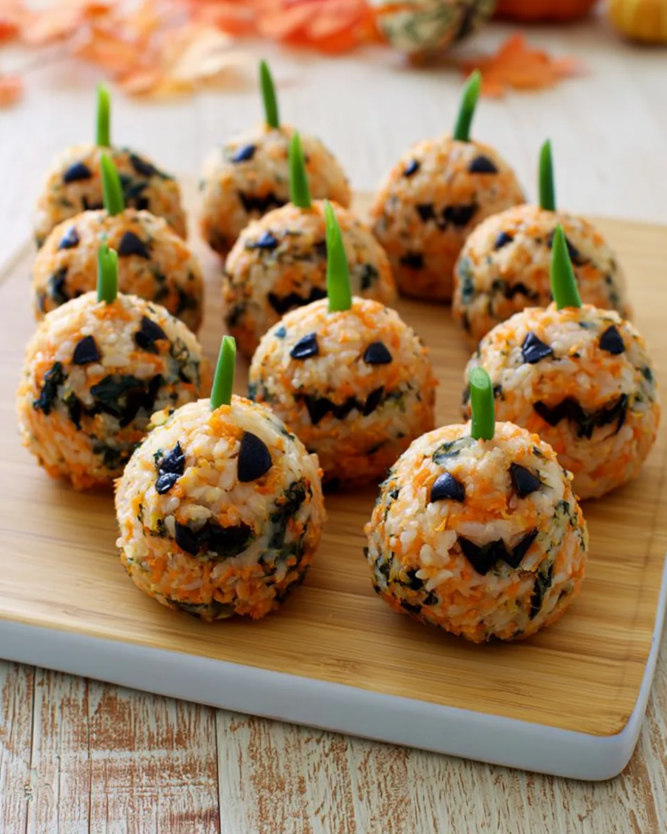 🎃👻 Jack-O'-Lantern Carrot Rice Bites
