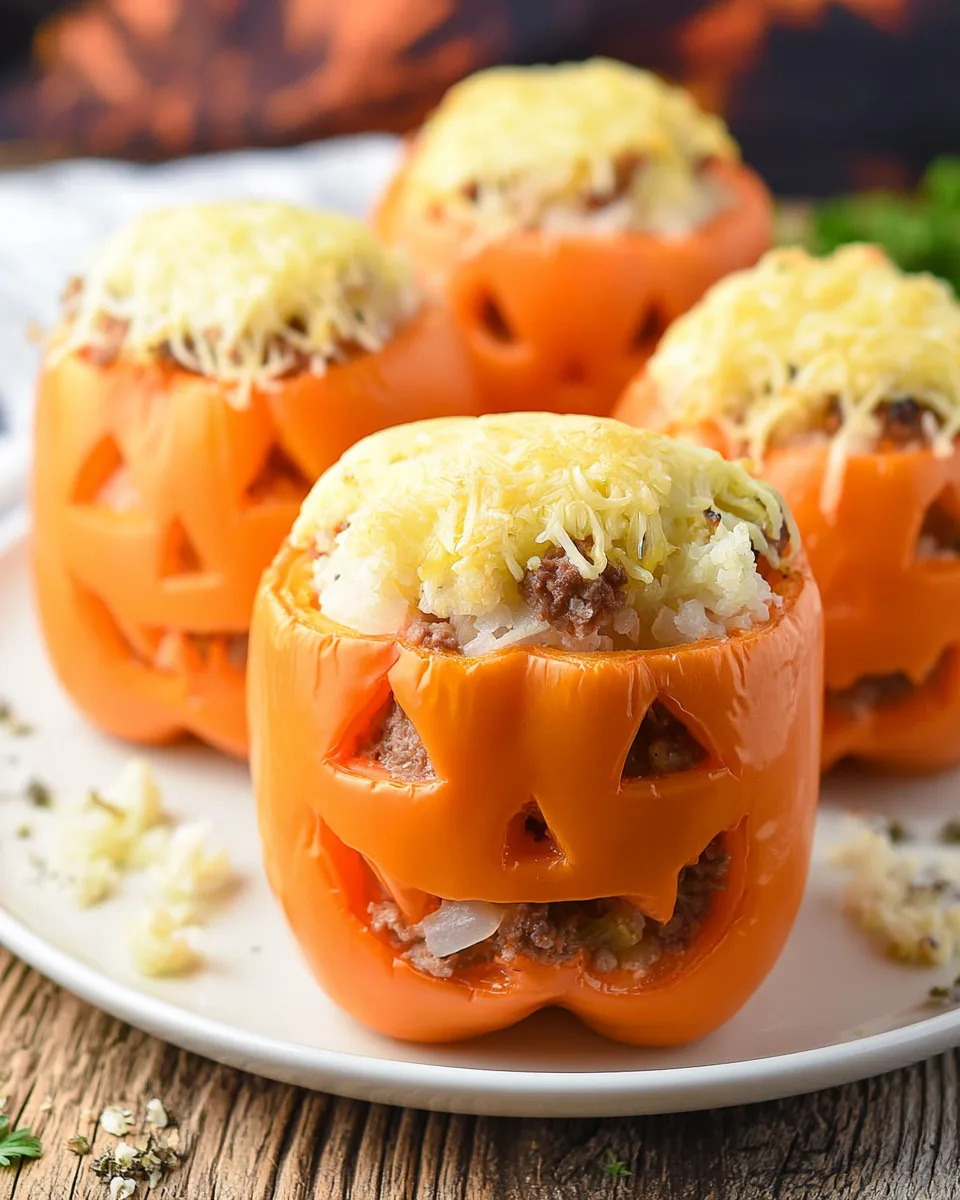 Keto Jack O Lantern Stuffed Peppers Recipe