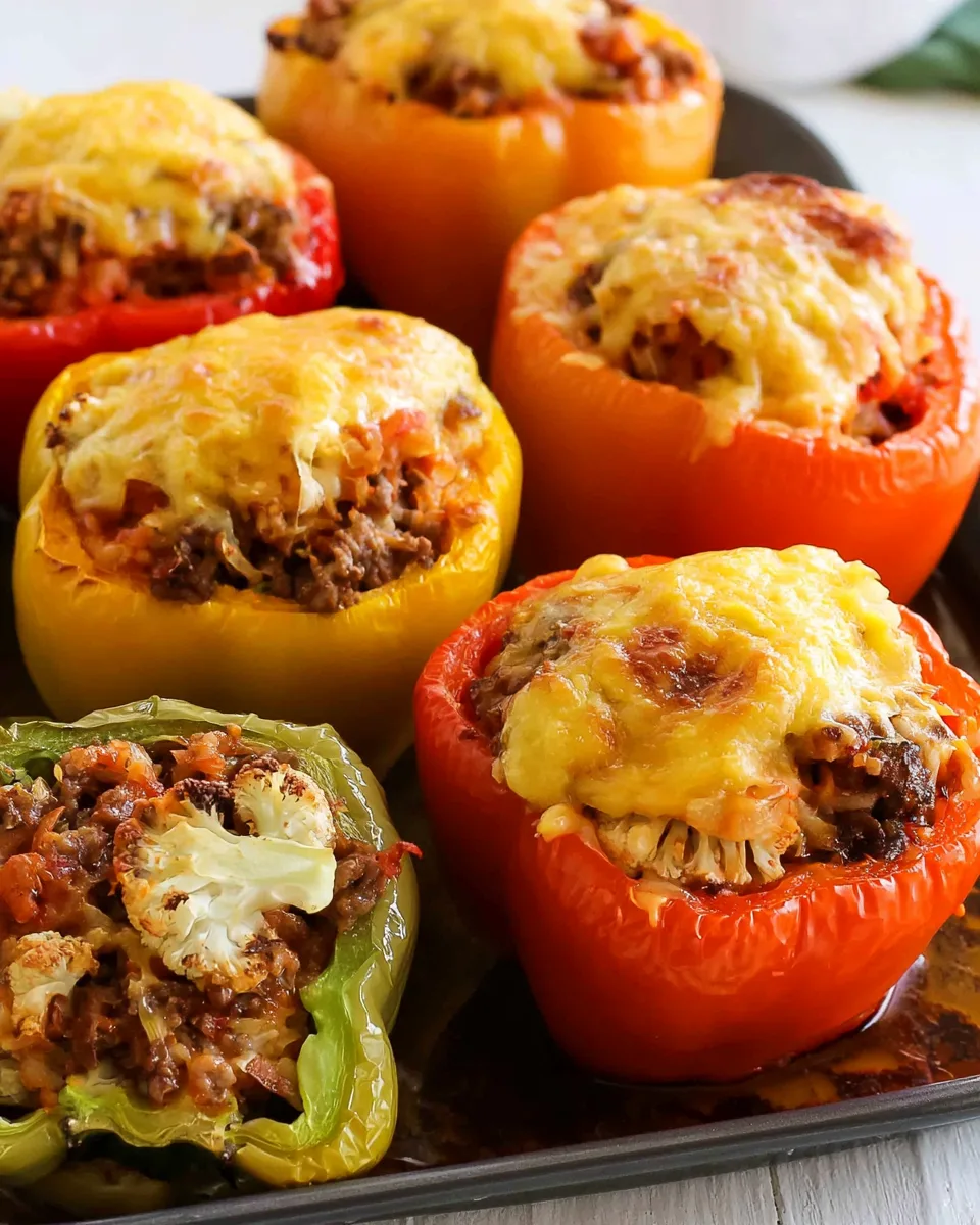 🎃 Keto Stuffed Peppers with Ground Beef