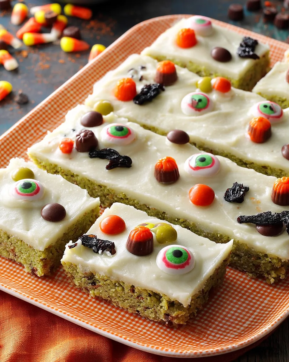 Spooky Frosted Pistachio Bars Recipe